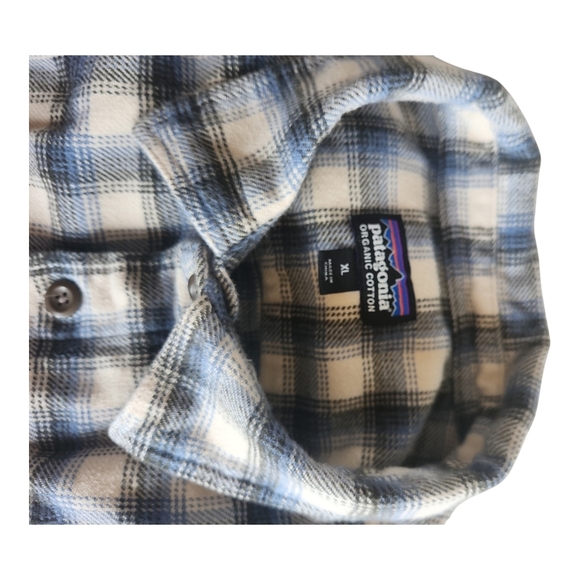 Patagonia Men's XL Blue & Cream Plaid Organic Cotton Shirt – Button-Up, Outdoor - Picture 11 of 11